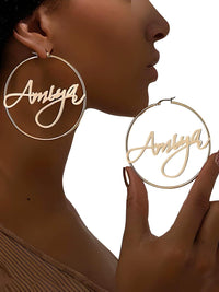 Thumbnail for Custom Earrings Personalized Name Hoop Earrings For Women -, Earrings , Drestiny , Australia, Canada, Earrings, Gender_Women, Gold, New Zealand, Rose Gold, Silver, United Kingdom, United States , Drestiny , www.shopdrestiny.com