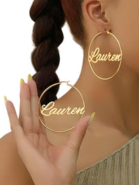 Thumbnail for Custom Earrings Personalized Name Hoop Earrings For Women -, Earrings , Drestiny , Australia, Canada, Earrings, Gender_Women, Gold, New Zealand, Rose Gold, Silver, United Kingdom, United States , Drestiny , www.shopdrestiny.com