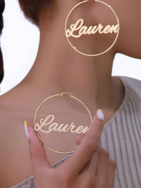 Thumbnail for Custom Earrings Personalized Name Hoop Earrings For Women -, Earrings , Drestiny , Australia, Canada, Earrings, Gender_Women, Gold, New Zealand, Rose Gold, Silver, United Kingdom, United States , Drestiny , www.shopdrestiny.com