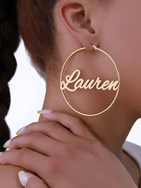 Thumbnail for Custom Earrings Personalized Name Hoop Earrings For Women -, Earrings , Drestiny , Australia, Canada, Earrings, Gender_Women, Gold, New Zealand, Rose Gold, Silver, United Kingdom, United States , Drestiny , www.shopdrestiny.com