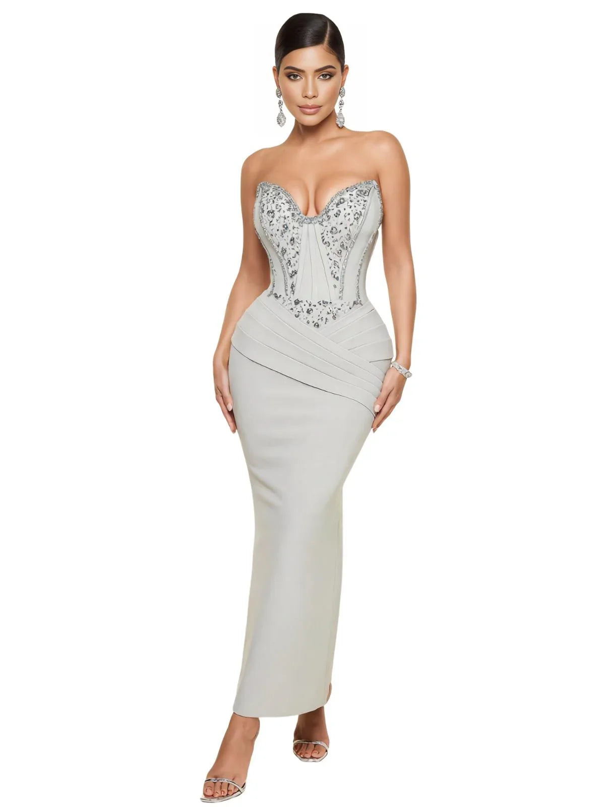 Custom Strapless Mermaid Corset Gown With Crystals Gala Bespoke Occasion Gown