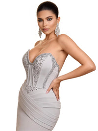 Thumbnail for Custom Strapless Mermaid Corset Gown With Crystals Gala Bespoke Occasion Gown