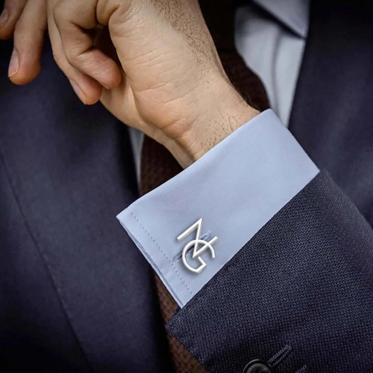 Men's Custom Initials Cufflinks in Stainless Steel