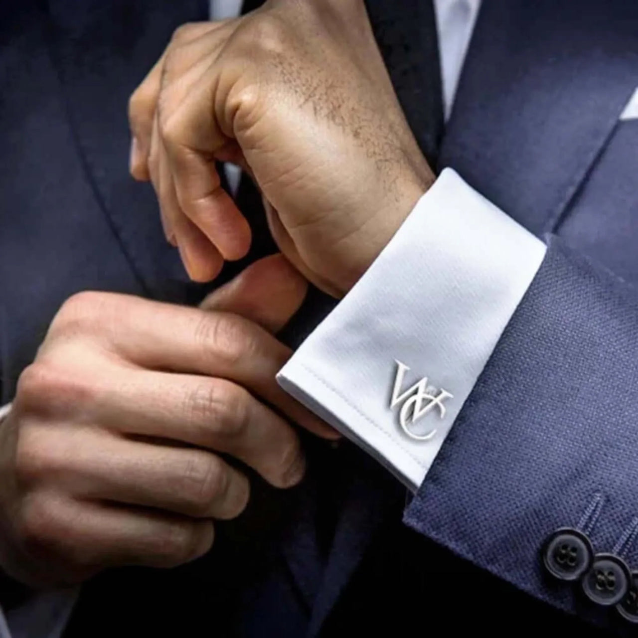 Men's Custom Initials Cufflinks in Stainless Steel