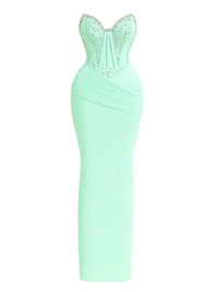 Thumbnail for Custom Strapless Mermaid Corset Gown With Crystals Gala Bespoke Occasion Gown