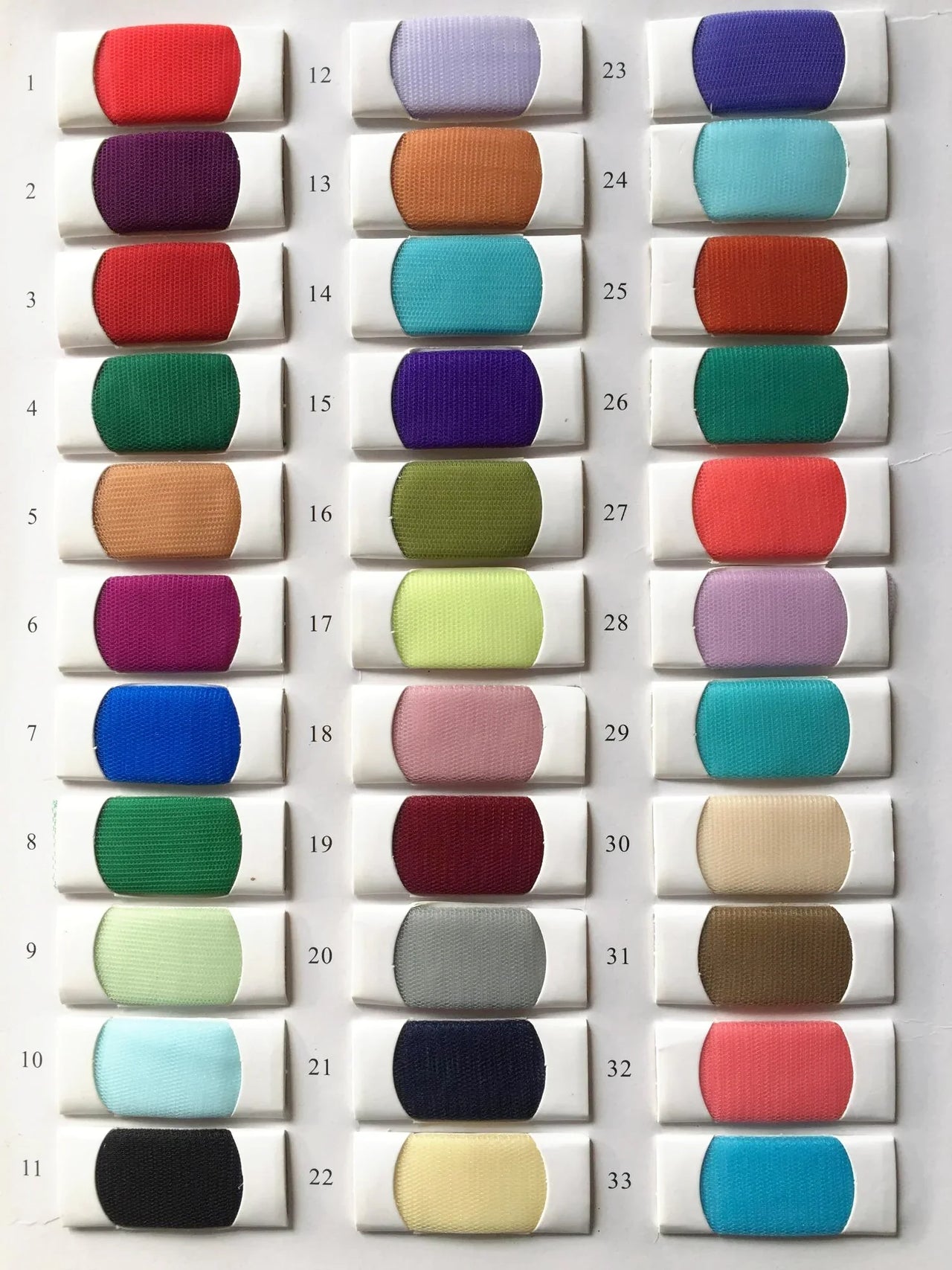 Color swatches arranged in a grid on a white background