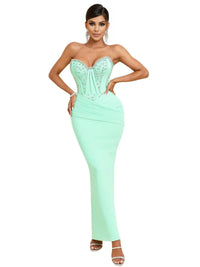 Thumbnail for Custom Strapless Mermaid Corset Gown With Crystals Gala Bespoke Occasion Gown