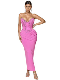Thumbnail for Custom Strapless Mermaid Corset Gown With Crystals Gala Bespoke Occasion Gown