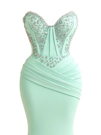 Thumbnail for Custom Strapless Mermaid Corset Gown With Crystals Gala Bespoke Occasion Gown