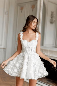 Thumbnail for Customized White Mini Prom Dress Flower Lace Embroidery Evening Dress Lace-Up Spaghetti Strap Party Dress, Drestiny, White, Sleeveless, United States, USA, Canada, Australia, New Zealand, United Kingdom, UK, Custom Colors, 2, 4, 6, 8, 10, 12, 14, 16, 18, 20, 22, 24, 26, 28, 14W, 16W, 18W, 20W, 22W, 24W, 26W, 28W, Custom Size, White short prom dress, White mini formal dress, white lace mini prom dress, White mini cocktail dress, shopdrestiny.com