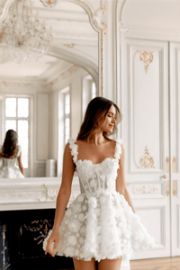 Thumbnail for Customized White Mini Prom Dress Flower Lace Embroidery Evening Dress Lace-Up Spaghetti Strap Party Dress, Drestiny, White, Sleeveless, United States, USA, Canada, Australia, New Zealand, United Kingdom, UK, Custom Colors, 2, 4, 6, 8, 10, 12, 14, 16, 18, 20, 22, 24, 26, 28, 14W, 16W, 18W, 20W, 22W, 24W, 26W, 28W, Custom Size, White short prom dress, White mini formal dress, white lace mini prom dress, White mini cocktail dress, shopdrestiny.com