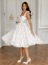 Thumbnail for Customized White Midi Prom Dress Flower Lace Embroidery Evening Dress Lace-Up Spaghetti Strap Party Dress, Drestiny, White, Sleeveless, United States, USA, Canada, Australia, New Zealand, United Kingdom, UK, Custom Colors, 2, 4, 6, 8, 10, 12, 14, 16, 18, 20, 22, 24, 26, 28, 14W, 16W, 18W, 20W, 22W, 24W, 26W, 28W, Custom Size, White short prom dress, White mini formal dress, white lace mini prom dress, White mini cocktail dress, shopdrestiny.com