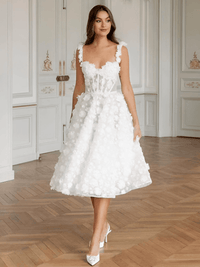 Thumbnail for Customized White Midi Prom Dress Flower Lace Embroidery Evening Dress Lace-Up Spaghetti Strap Party Dress, Drestiny, White, Sleeveless, United States, USA, Canada, Australia, New Zealand, United Kingdom, UK, Custom Colors, 2, 4, 6, 8, 10, 12, 14, 16, 18, 20, 22, 24, 26, 28, 14W, 16W, 18W, 20W, 22W, 24W, 26W, 28W, Custom Size, White short prom dress, White mini formal dress, white lace mini prom dress, White mini cocktail dress, shopdrestiny.com
