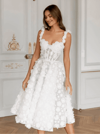 Thumbnail for Customized White Midi Prom Dress Flower Lace Embroidery Evening Dress Lace-Up Spaghetti Strap Party Dress, Drestiny, White, Sleeveless, United States, USA, Canada, Australia, New Zealand, United Kingdom, UK, Custom Colors, 2, 4, 6, 8, 10, 12, 14, 16, 18, 20, 22, 24, 26, 28, 14W, 16W, 18W, 20W, 22W, 24W, 26W, 28W, Custom Size, White short prom dress, White mini formal dress, white lace mini prom dress, White mini cocktail dress, shopdrestiny.com