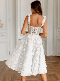 Thumbnail for Customized White Midi Prom Dress Flower Lace Embroidery Evening Dress Lace-Up Spaghetti Strap Party Dress, Drestiny, White, Sleeveless, United States, USA, Canada, Australia, New Zealand, United Kingdom, UK, Custom Colors, 2, 4, 6, 8, 10, 12, 14, 16, 18, 20, 22, 24, 26, 28, 14W, 16W, 18W, 20W, 22W, 24W, 26W, 28W, Custom Size, White short prom dress, White mini formal dress, white lace mini prom dress, White mini cocktail dress, shopdrestiny.com