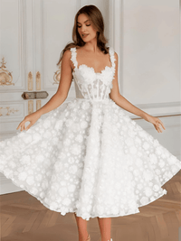 Thumbnail for Customized White Midi Prom Dress Flower Lace Embroidery Evening Dress Lace-Up Spaghetti Strap Party Dress, Drestiny, White, Sleeveless, United States, USA, Canada, Australia, New Zealand, United Kingdom, UK, Custom Colors, 2, 4, 6, 8, 10, 12, 14, 16, 18, 20, 22, 24, 26, 28, 14W, 16W, 18W, 20W, 22W, 24W, 26W, 28W, Custom Size, White short prom dress, White mini formal dress, white lace mini prom dress, White mini cocktail dress, shopdrestiny.com