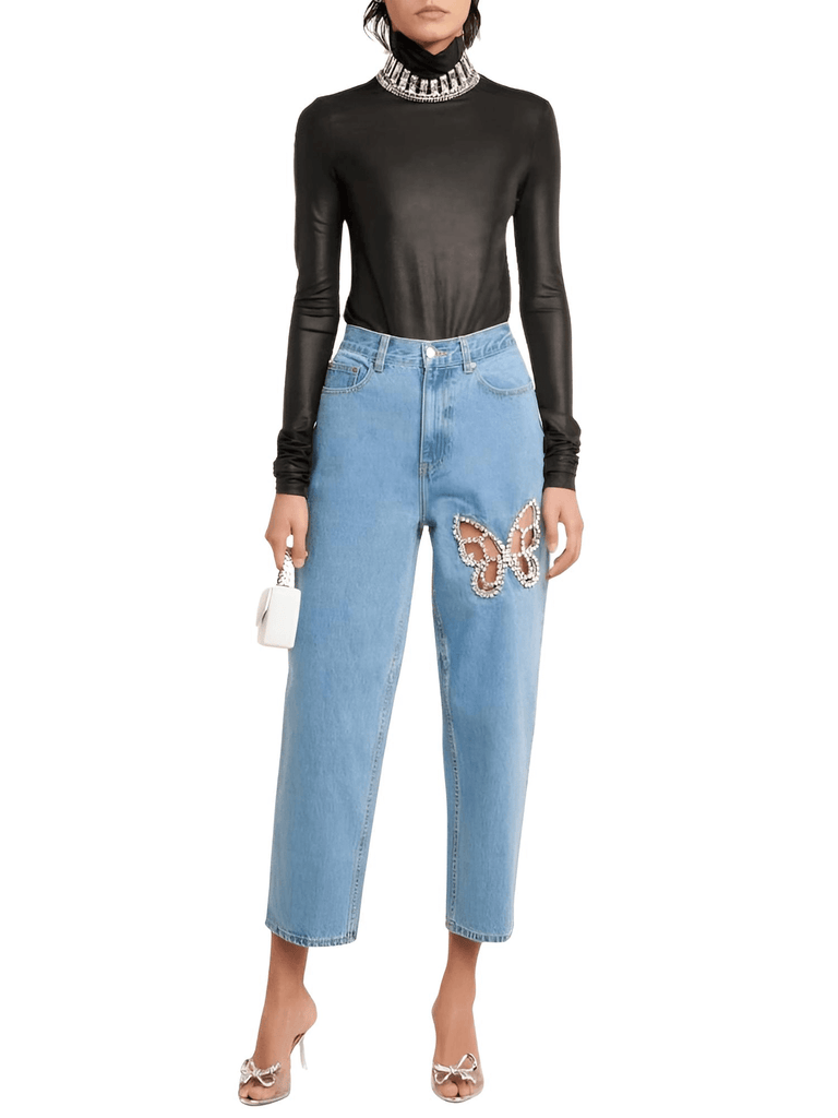 Cut Out Butterfly Blue Jeans For Women - 5 Styles!