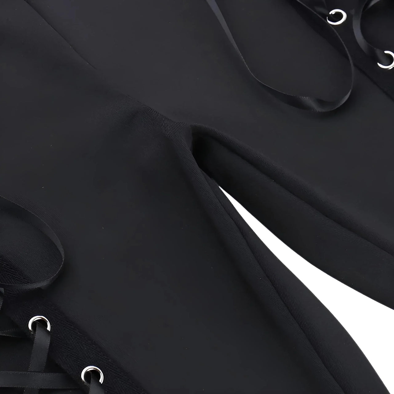 Dark Black Sexy Women's Flared Lace-Up Pants Cut Out Bell Bottom Tied Up High Waist Streetwear, Drestiny, Casual Pants, Y2K Pants, Trousers, Black, XS, S, M, L, XL, XXL, 2XL, 3XL, XXXL, United States, USA, Canada, Australia, New Zealand, United Kingdom, UK, Lace-up pants, women's flared trousers, Bell bottom pants with lace detail, Flared jeans with corset detail, shopdrestiny.com