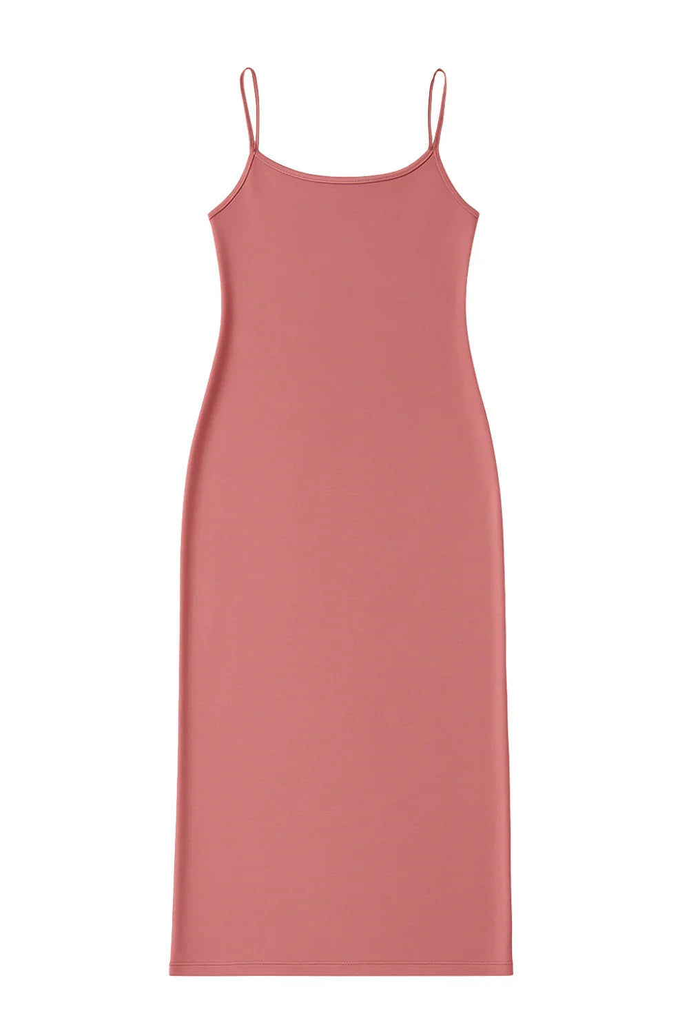 Dark pink slip dress on a white background