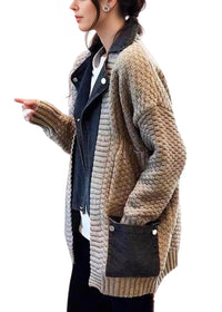 Thumbnail for Denim Patchwork Knitted Sweaters Women Single Breasted Loose Irregular Cardigan Female Clothing Autumn Winter, Drestiny, Denim Patchwork Sweater, Denim Sweater Women, Denim Shirt Cardigan, Denim Jacket Cardigan, One Size, Light Grey, Brown, Black, Dark Grey, Khaki, Sweaters, Cardigans, Long Sleeves, United States, USA, Canada, Australia, New Zealand, United Kingdom, Blue, UK, Shopdrestiny.com
