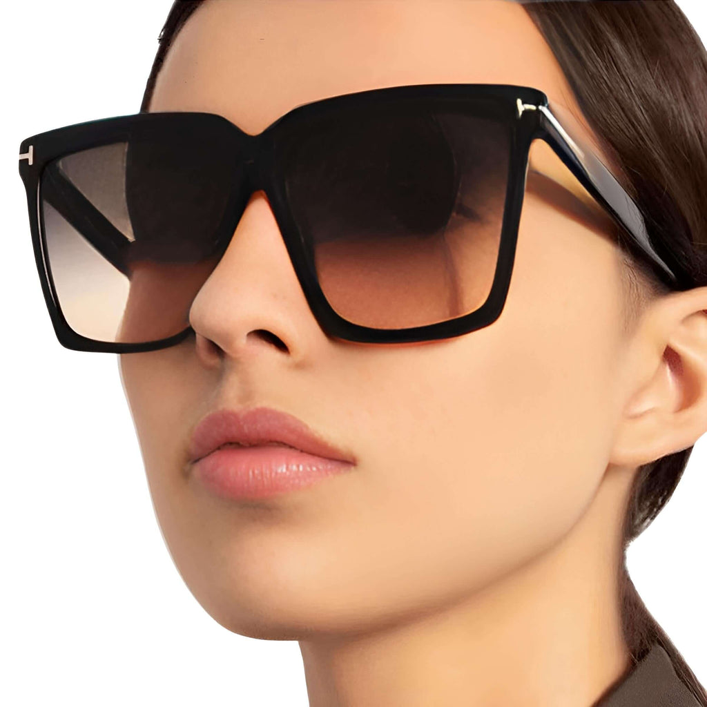 Designer Luxury Women's Fashion Black Square Sunglasses