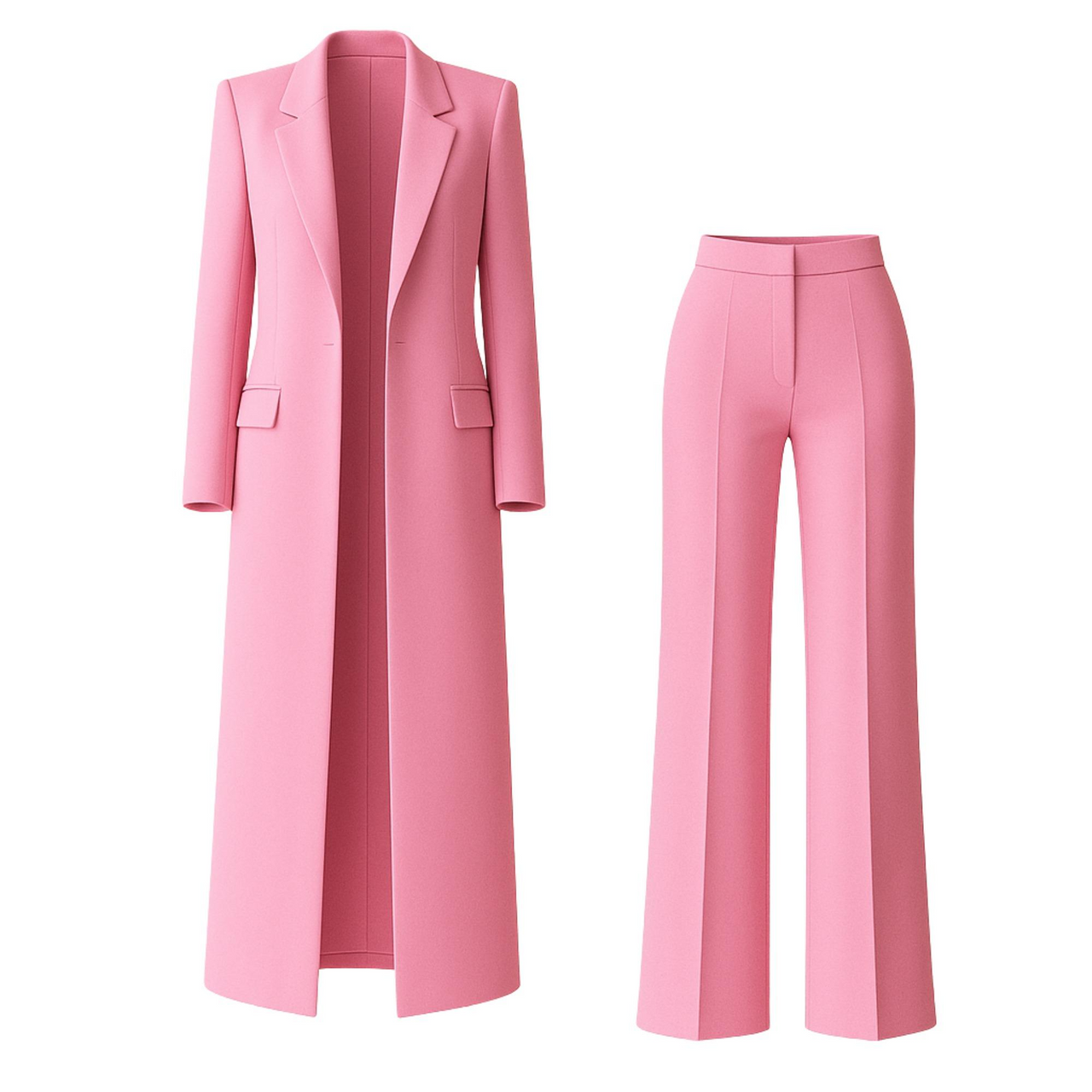Designer Custom-Made Women Suits Sets Fashion Long Blazer+Wide Leg Pants 2 Piece Elongated Jacket Formal Suit
