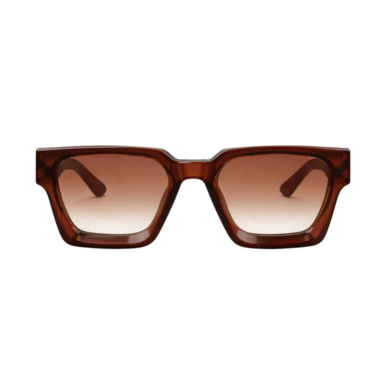 Brown sunglasses with gradient lenses on a white background