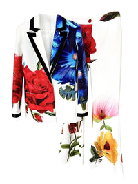 Thumbnail for Designer Suit Set Women's Single Button Gorgeous Floral Printed Blazer Suit Pants Set -, Pant Suits , Drestiny , Australia, Blazers, Blue, Canada, Dress Pants, Jackets, L, Long Sleeves, M, New Zealand, Pant Sets, Pant Suits, Red, S, Sets, United Kingdom, United States, White, XL, XXL, Yellow , Drestiny , www.shopdrestiny.com
