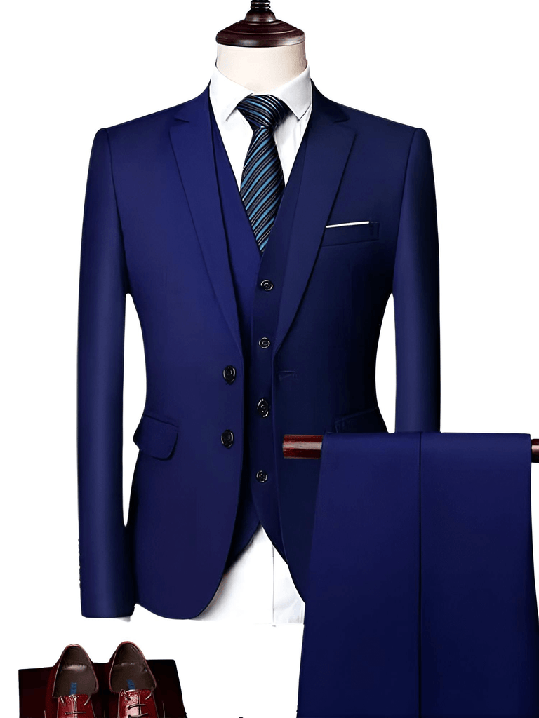 Luxury 3 Piece Single Breasted Royal Blue Suits For Men
