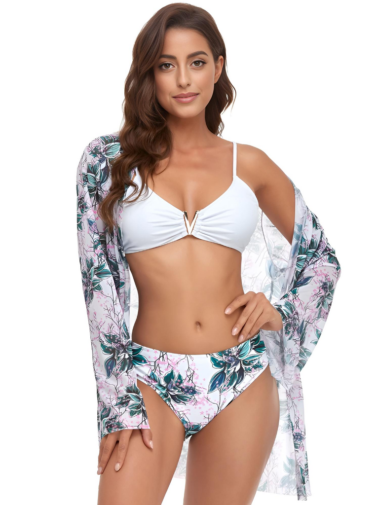 Drestiny-White-Beach Bikini With Matching Tunic