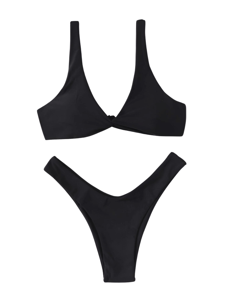 Black High Cut Bikini Set