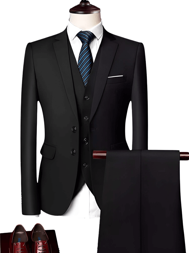 Luxury 3 Piece Single Breasted Black Suits For Men