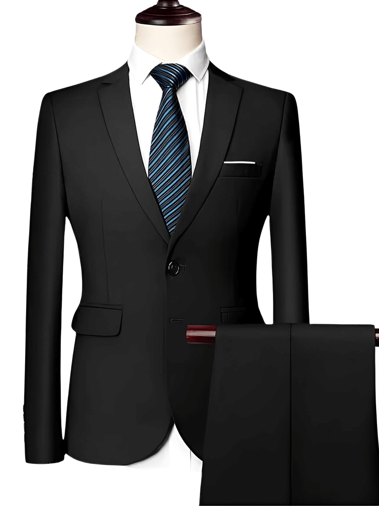 Luxury 2 Piece Single Breasted Black Suits For Men