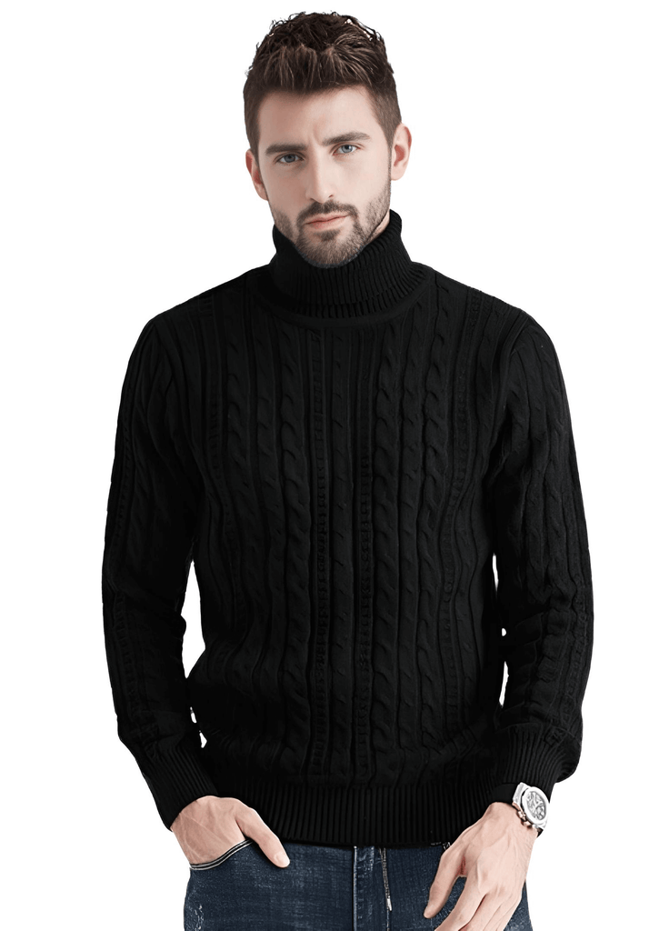 Drestiny-Black-Men's High Quality Turtleneck Sweater