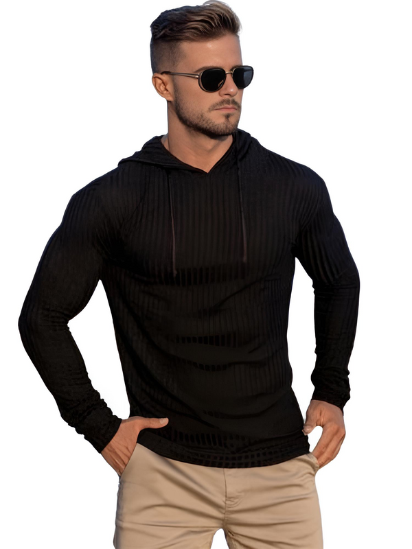Men's Black Long Sleeve Hooded Sweaters