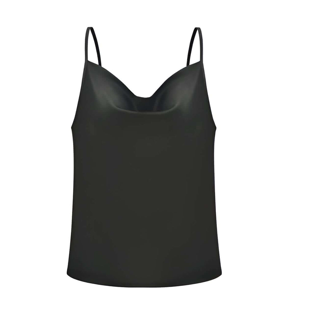 Drestiny-Black-Simple Silk Camisole For Work And For Casual