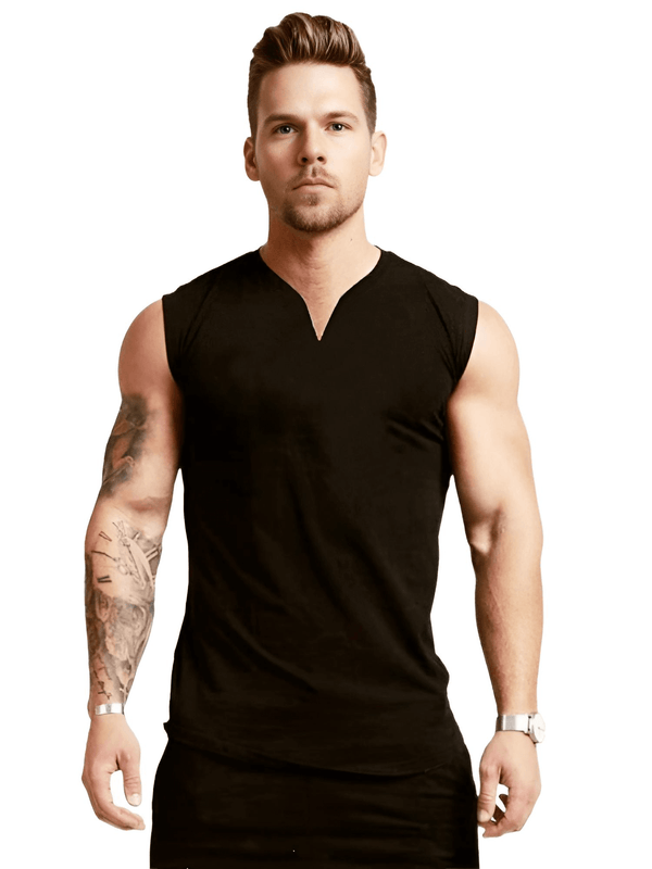 Black Sleeveless Shirt Men's Fashion