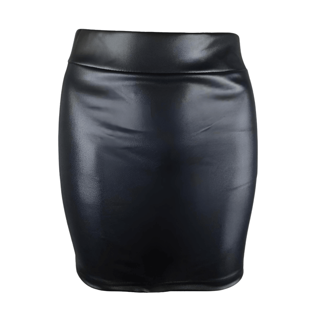 Drestiny-Black Faux Leather Mini Skirt