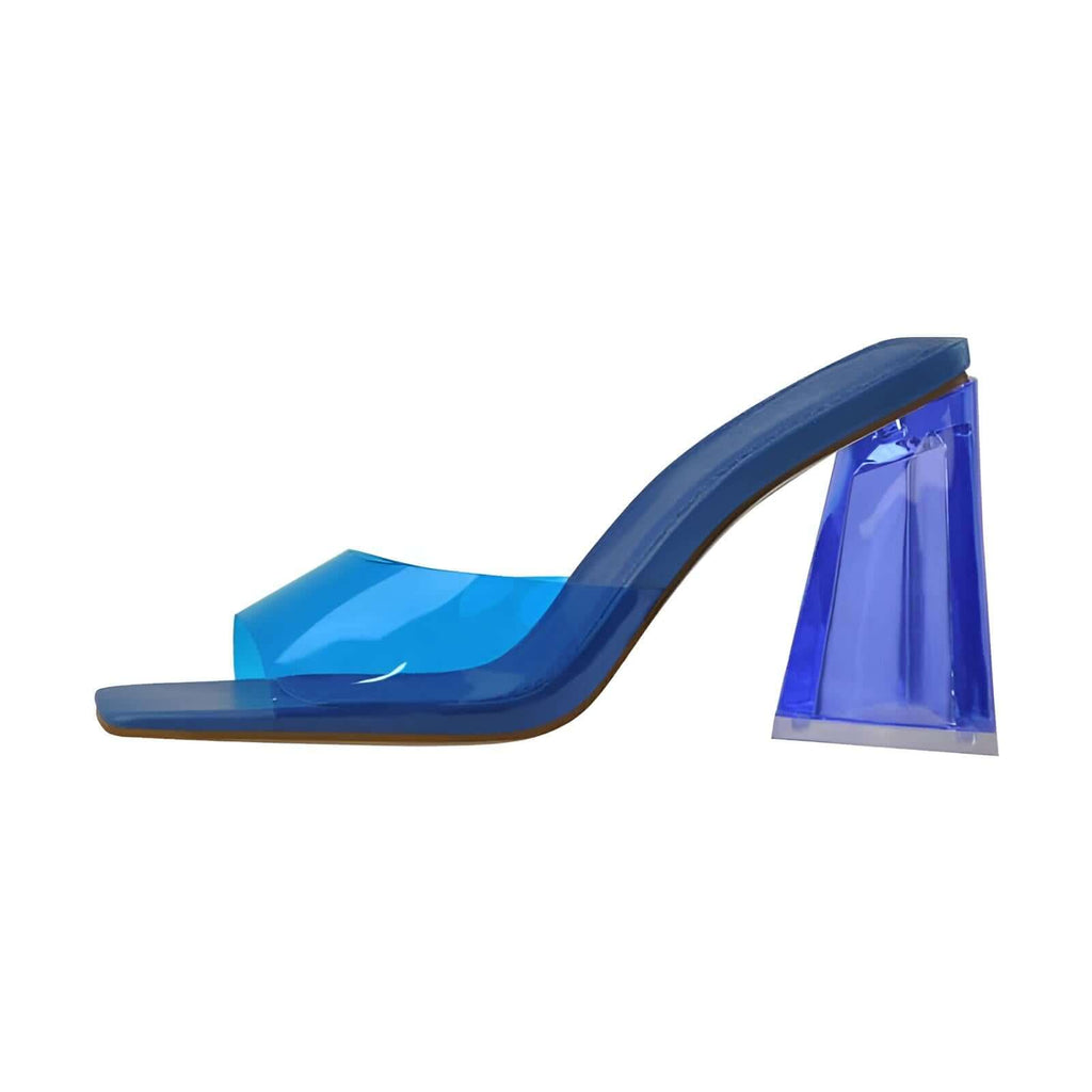 Drestiny-Blue-Square Toe Block Heel Sandals