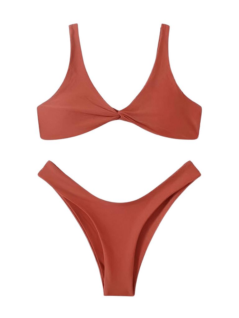 Drestiny-Brown High Cut Bikini Set
