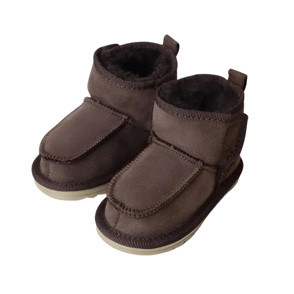 Drestiny-Dark Brown-Real Sheepskin Fur Baby Snow Boots
