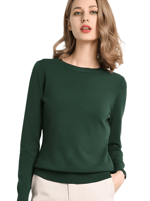 Women's Dark Green Long Sleeve Knit Sweater
