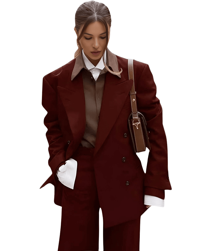 Elevate your professional look with this chic women's claret red suit set at Drestiny. Enjoy free shipping and tax coverage, plus up to 50% off!