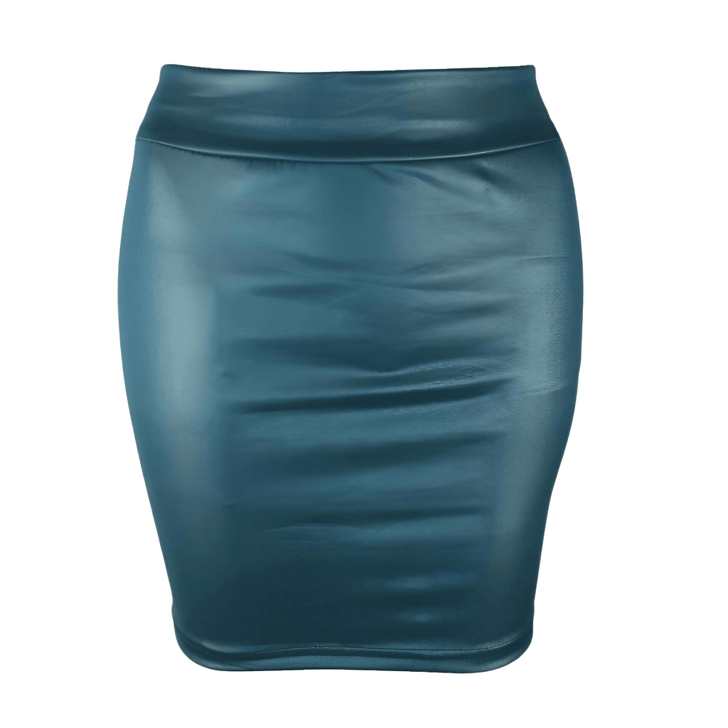 Drestiny-Green Faux Leather Mini Skirt