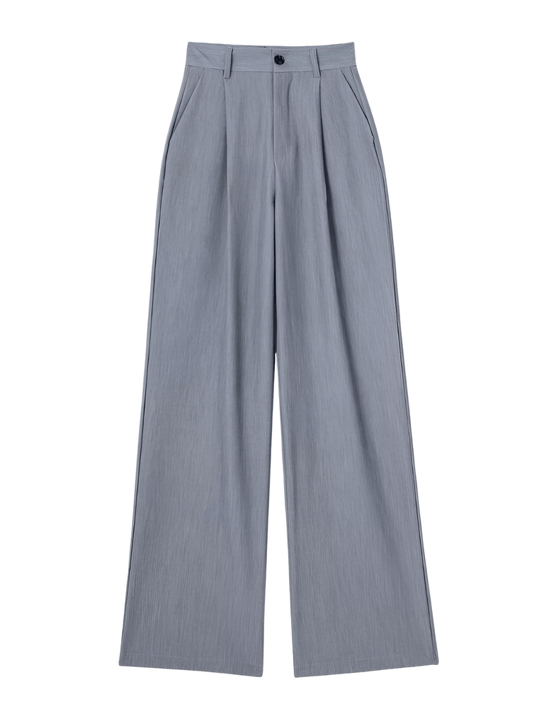 Drestiny-High Waist Grey Straight Leg Pants For Women