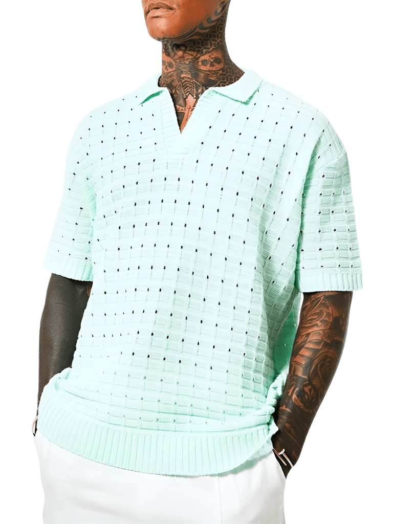 Hollow Knit Polo Shirt For Men
