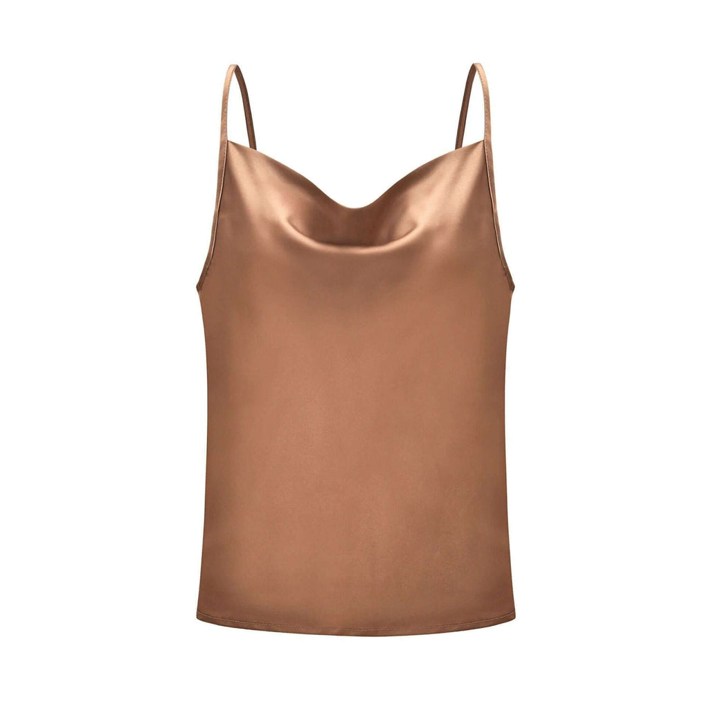 Drestiny-Golden Brown-Simple Silk Camisole For Work And For Casual