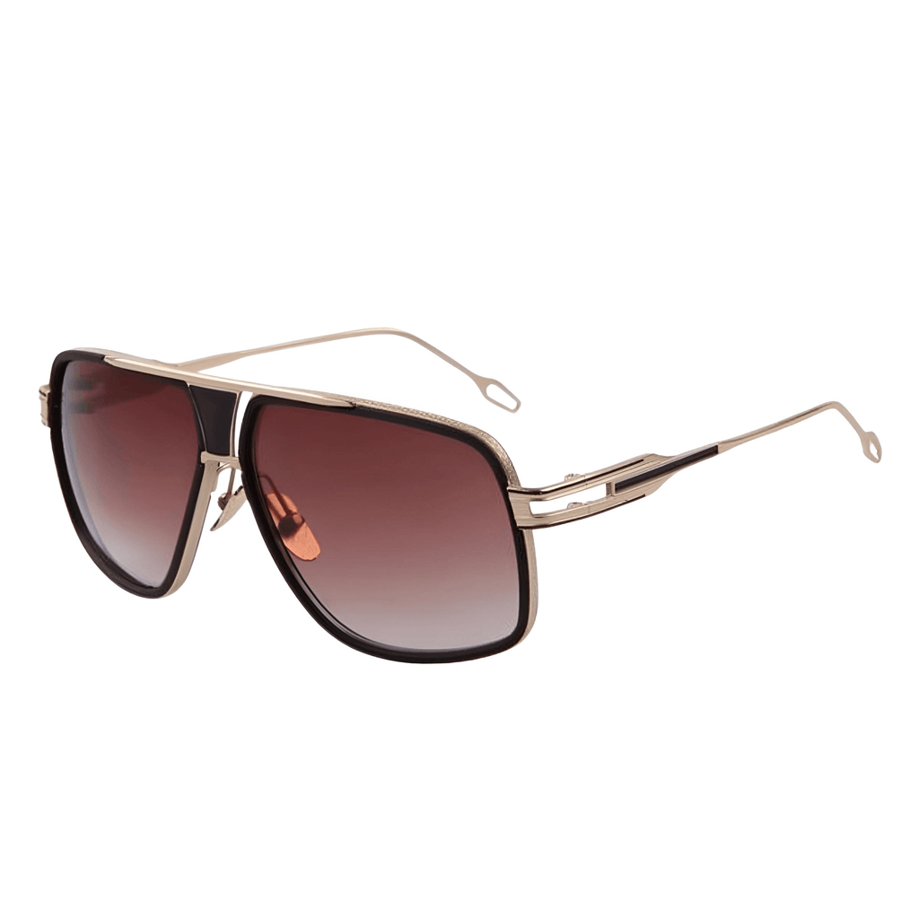 Drestiny-Men's Big Gold Frame Brown Sunglasses