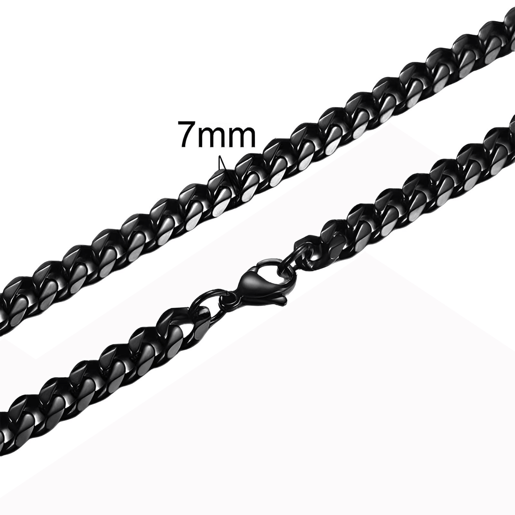 Drestiny-Men's Black Cuban Link Necklaces-7MM