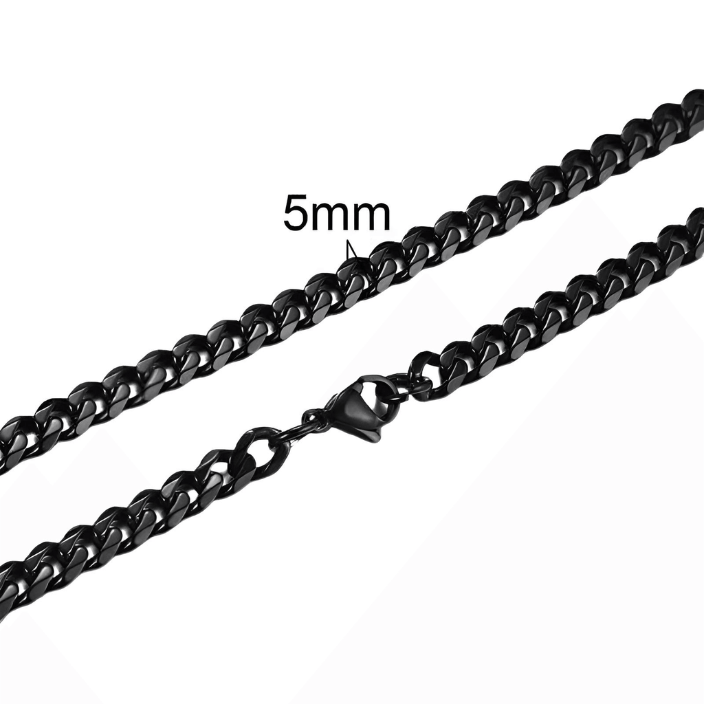 Drestiny-Men's Black Cuban Link Necklaces-5MM